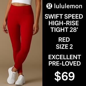 Lululemon Swift Speed High-Rise Tight 28″ Red, Size 2